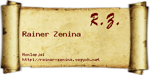 Rainer Zenina névjegykártya